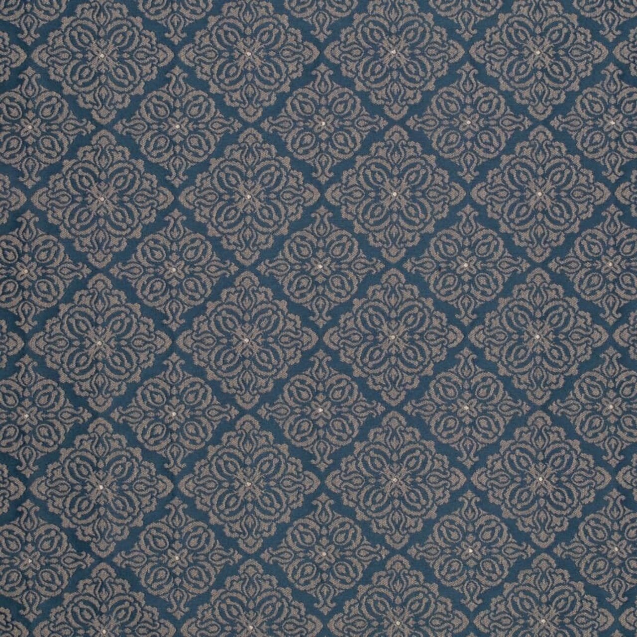 Navy Damask Diamonds Woven Pattern Upholstery Fabric by The Yard - SKU: Lagos Navy
